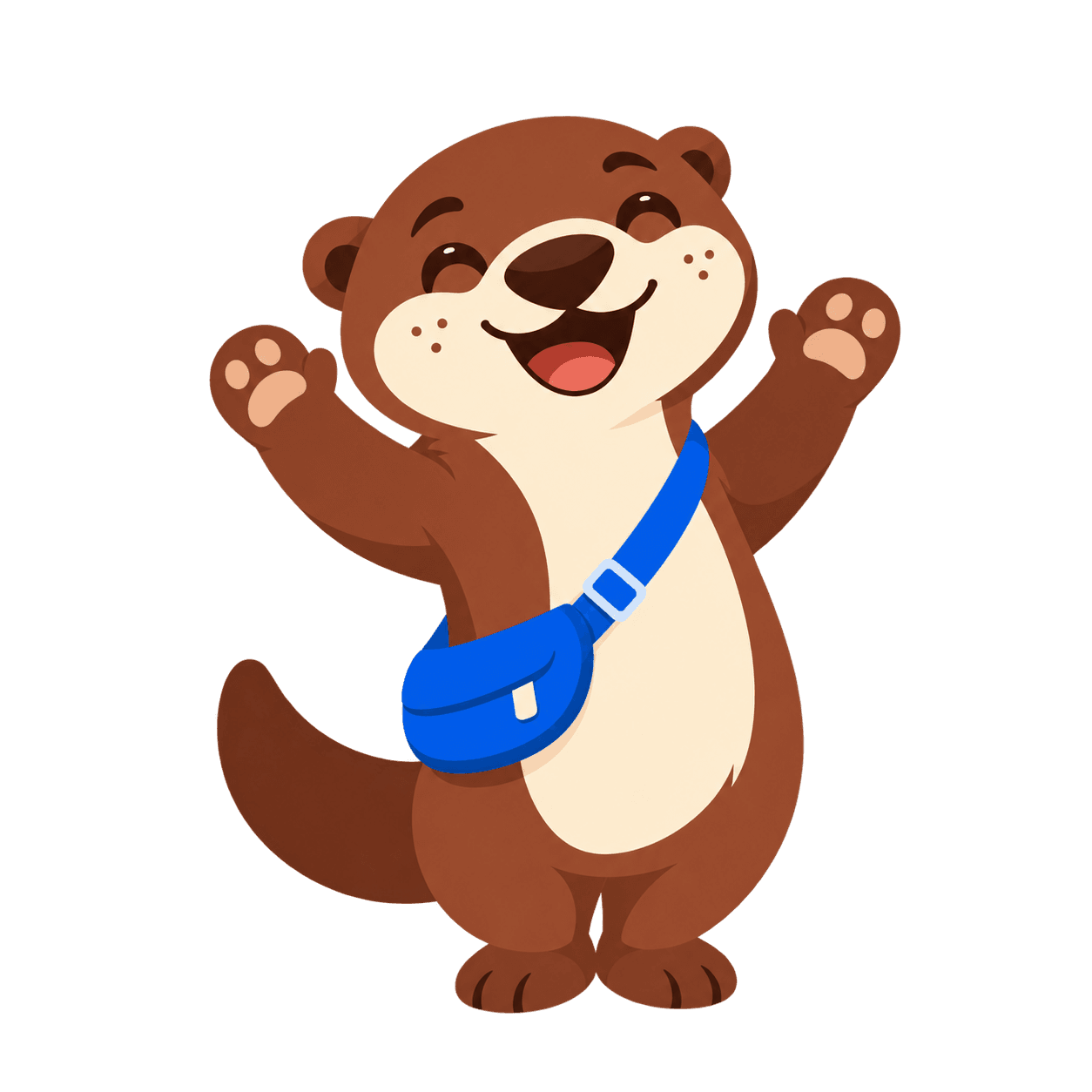 Roam, the Getawaze otter, celebrating